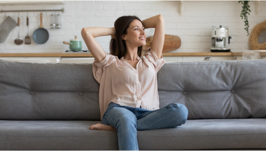 Woman relaxing on a couch